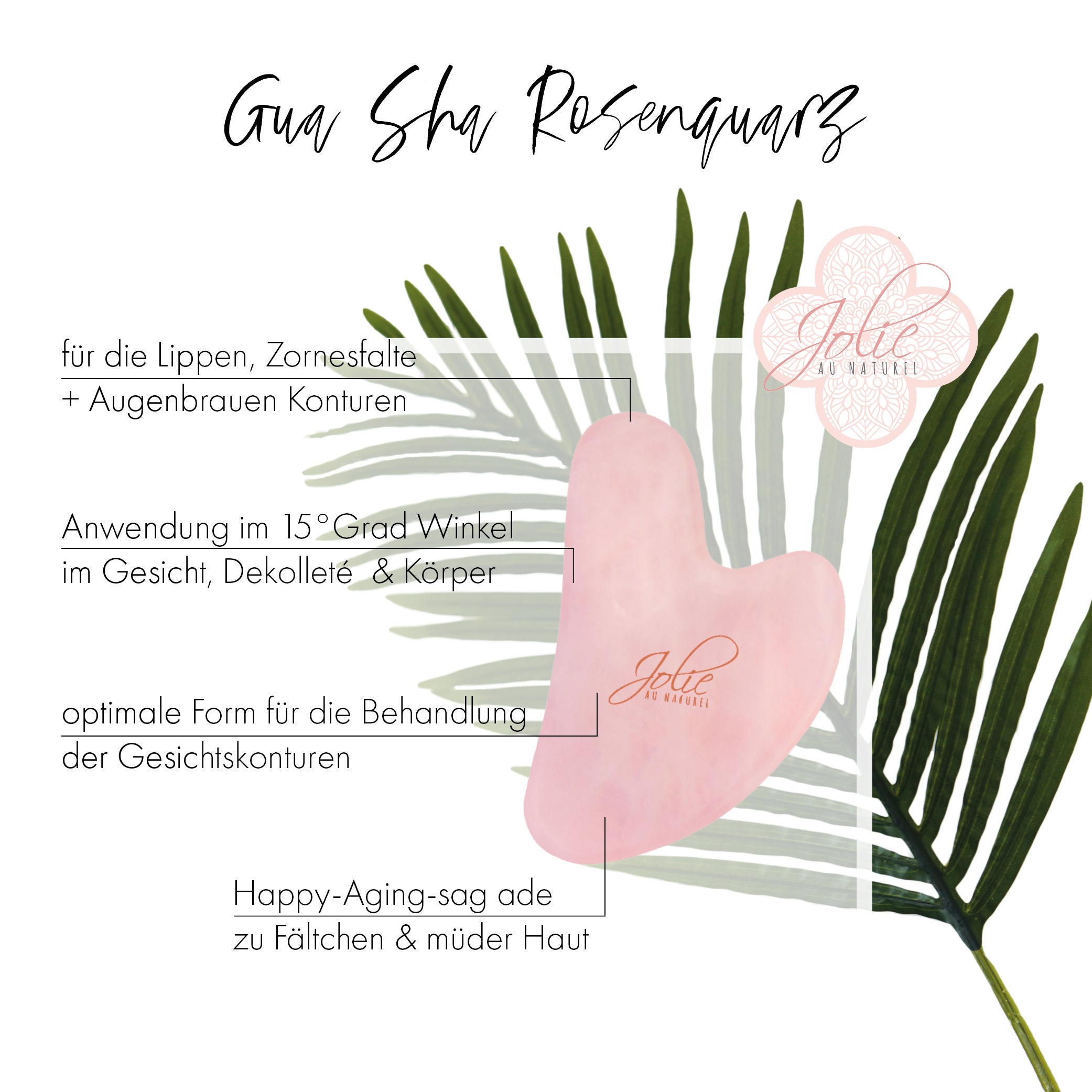 Gua Sha Stein Rosenquarz I Gesichtsmassage I Anti Aging I Gesichtsyoga