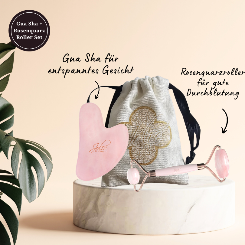 Gua Sha Stein + Rosenquarz Roller I Gesichtsmassage I Bestseller I Jade Roller