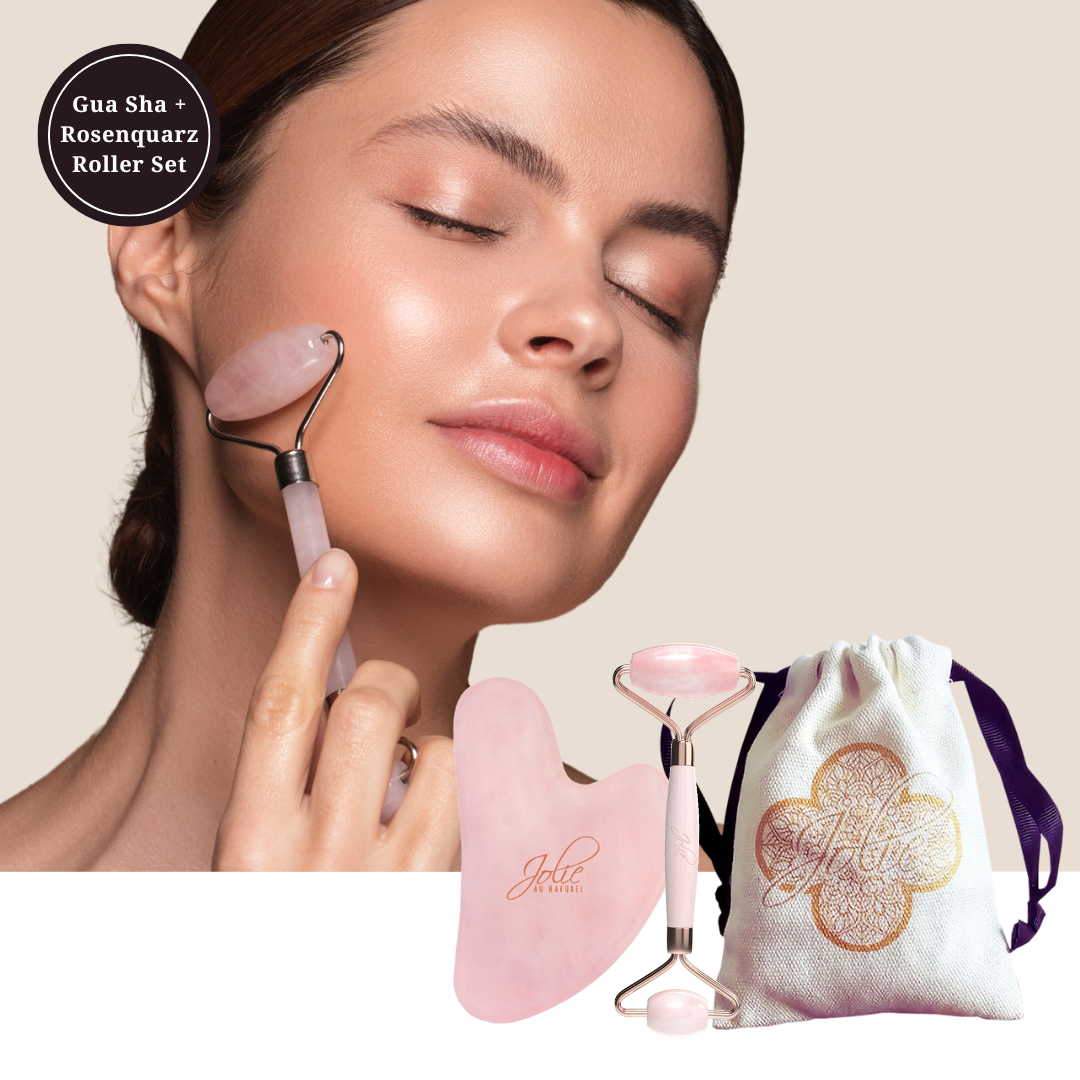 Gua Sha Stein + Rosenquarz Roller I Gesichtsmassage I Bestseller I Jade Roller