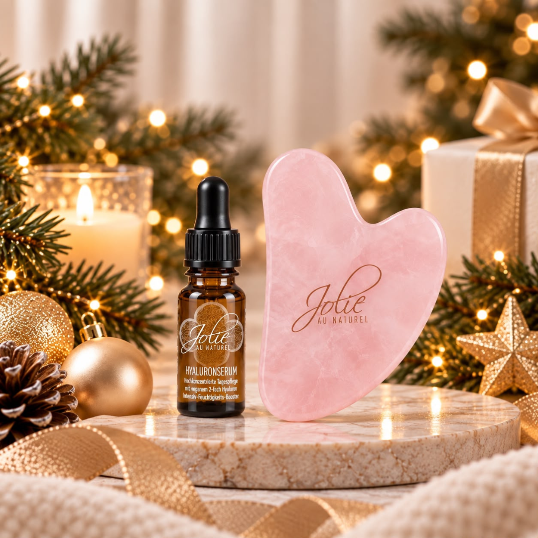 Hyaluron Pflegeroutine Set | Gua Sha Rosenquarz + Hyaluron Serum | vegan | Bestseller