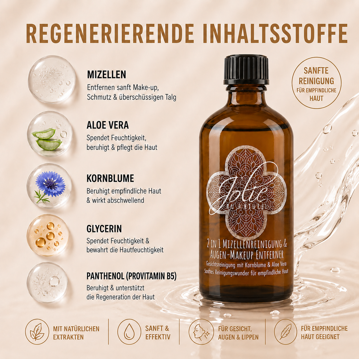 Mizellen Reinigungswasser 2-in-1 für sanfte Reinigung – Make-up Entferner