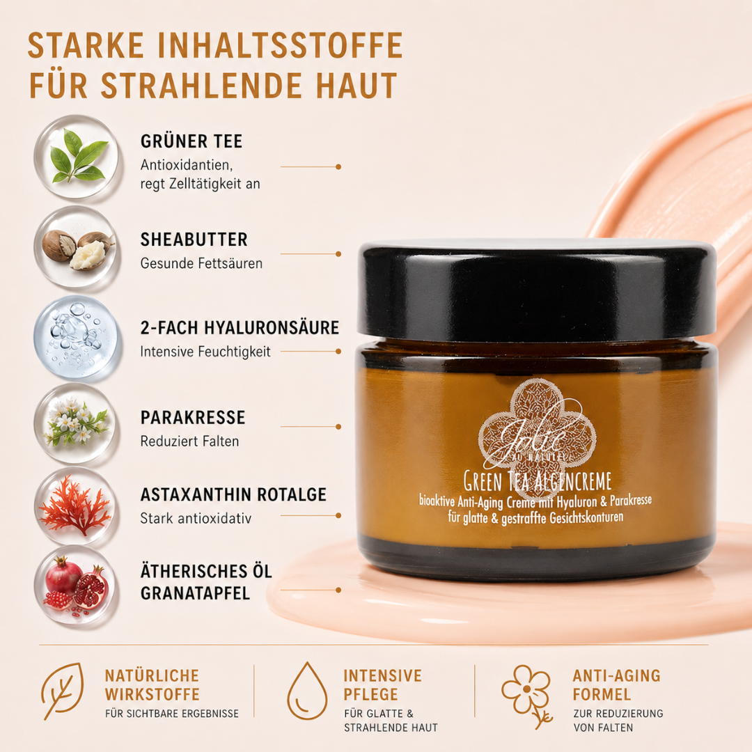 Hyaluron Anti Aging Creme I Algen Creme I Green tea I Gesichtskonturen I Parakresse 50g
