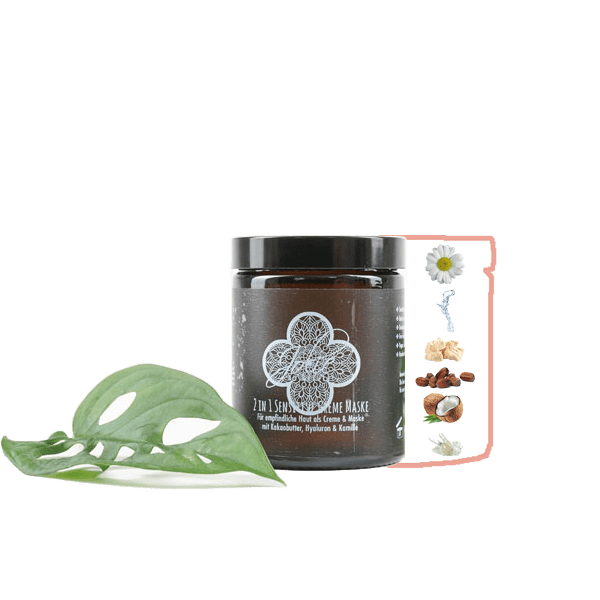 Hyaluron I Maske 2in1 Bio Kakaobutter I für empfindliche Haut I Kamille 180g