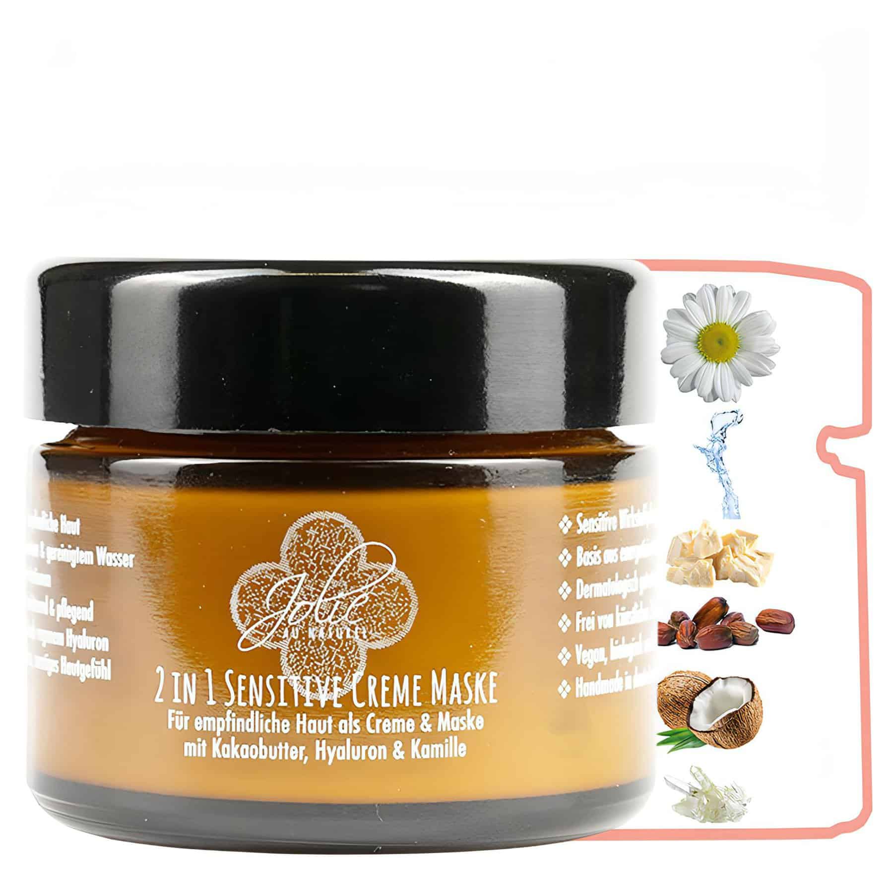Hyaluron Creme I Maske I 2in1 I Bio Kakaobutter I für empfindliche Haut I Kamille 50g