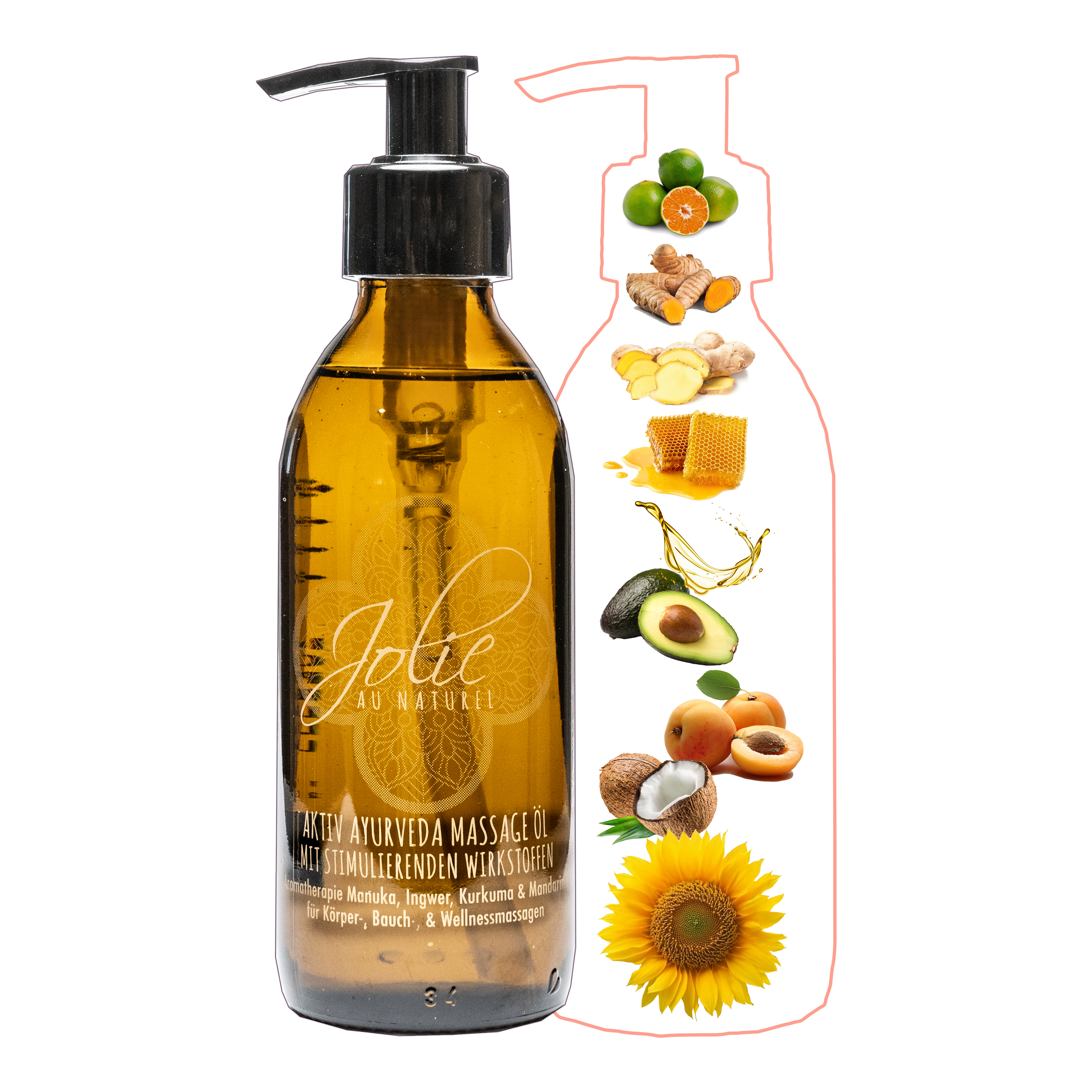 Aktiv Ayurveda Massageöl | Manukahonig | Kurkuma | Aromatherapie | 200 ml