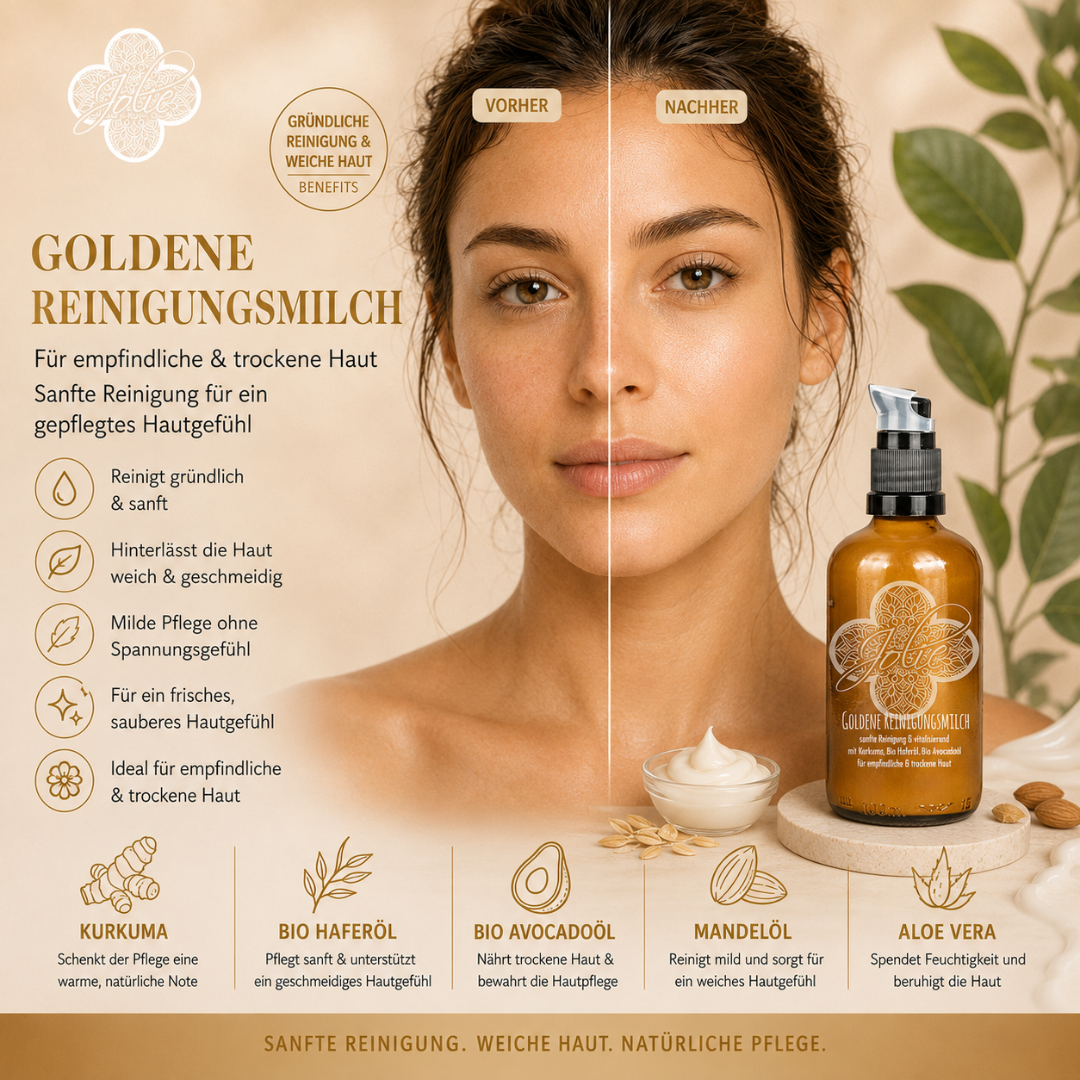 Goldene Reinigungsmilch Bio – Sanfte Gesichtsreinigung mit Kurkuma & Aloe Vera 100ml