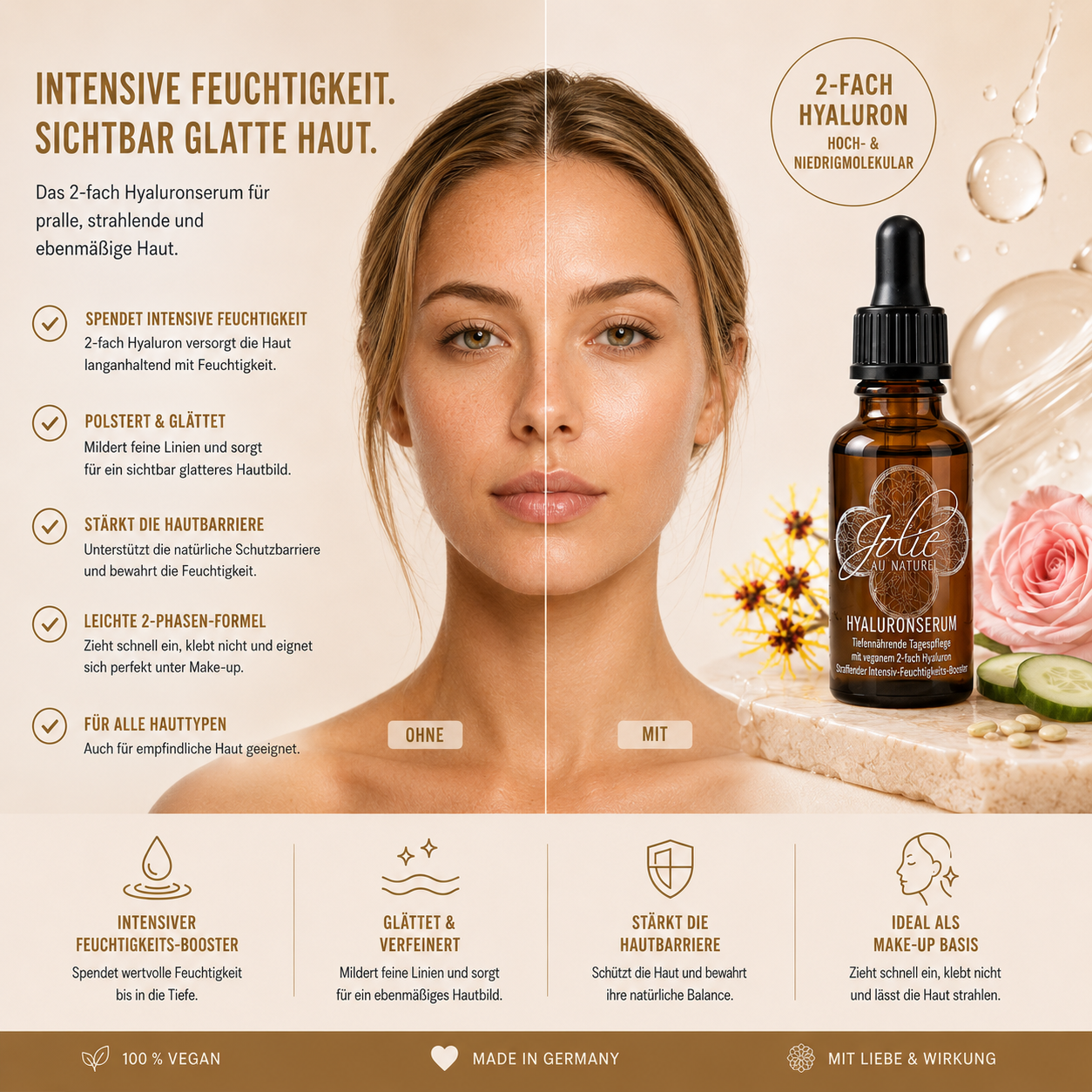 Hyaluron Serum I vegan I empfindliche Haut I mit Retinol I Vitamin C I Bestseller 20ml