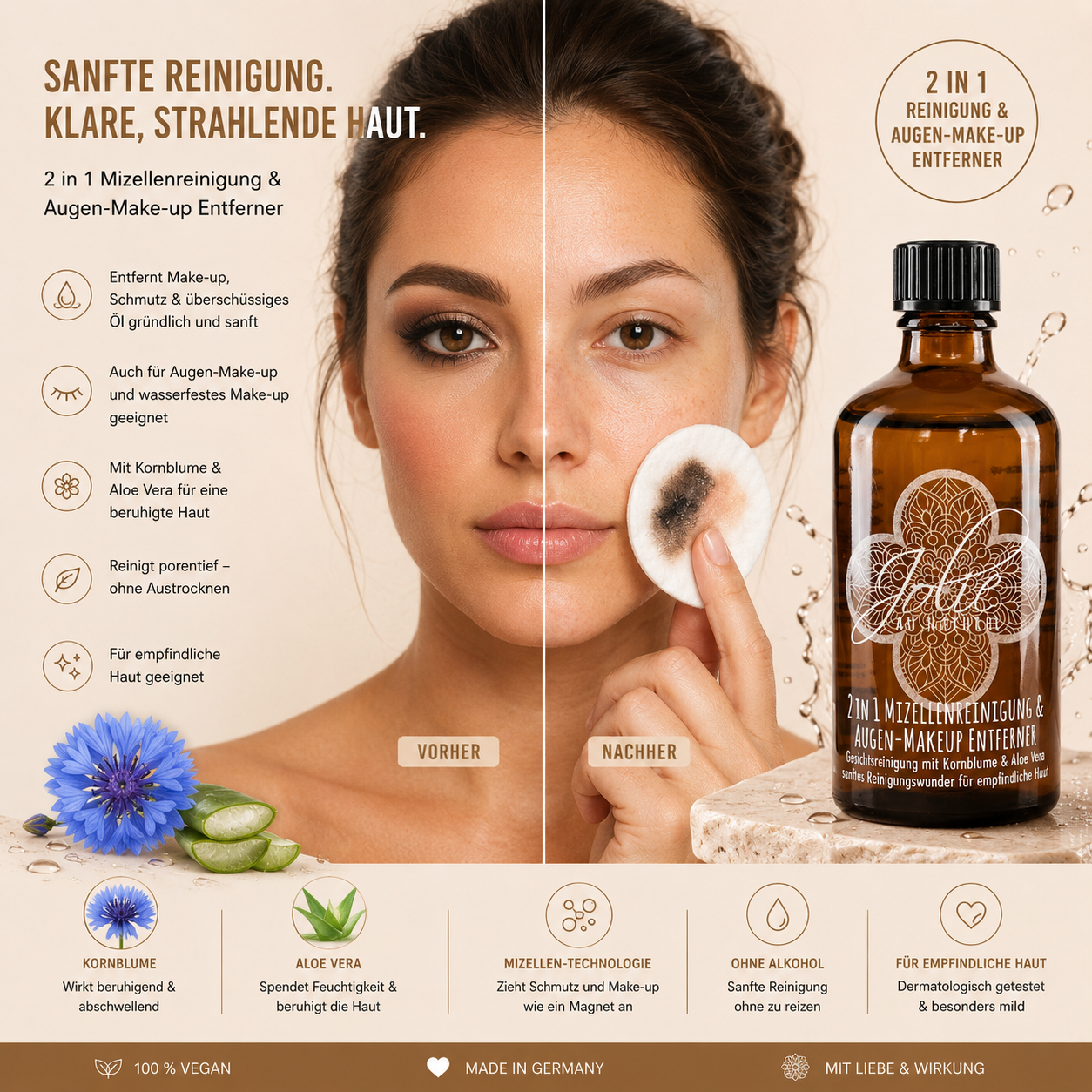 Mizellenreinigung & Augen Make-up Entferner 2-in-1✨ 100ml