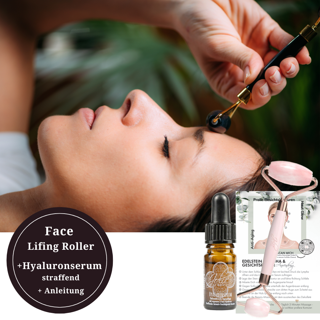 Rosenquarz Roller Beautymassage Gesichtsroller I Premium Qualität