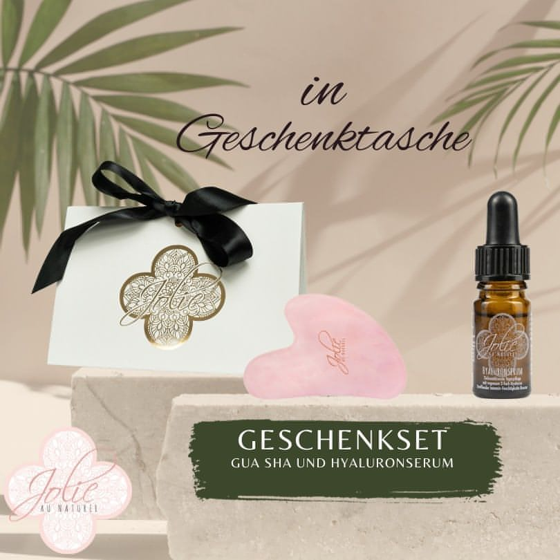 Gua Sha Stein Rosenquarz + Hyaluron Serum I vegan I Vitamin C I Bestseller