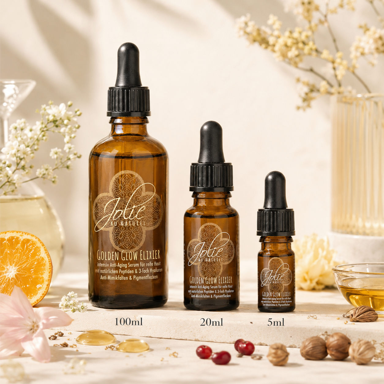 Hyaluron Golden Glow Elixier für strahlende, pralle Haut – luxuriöse Anti-Aging Pflege