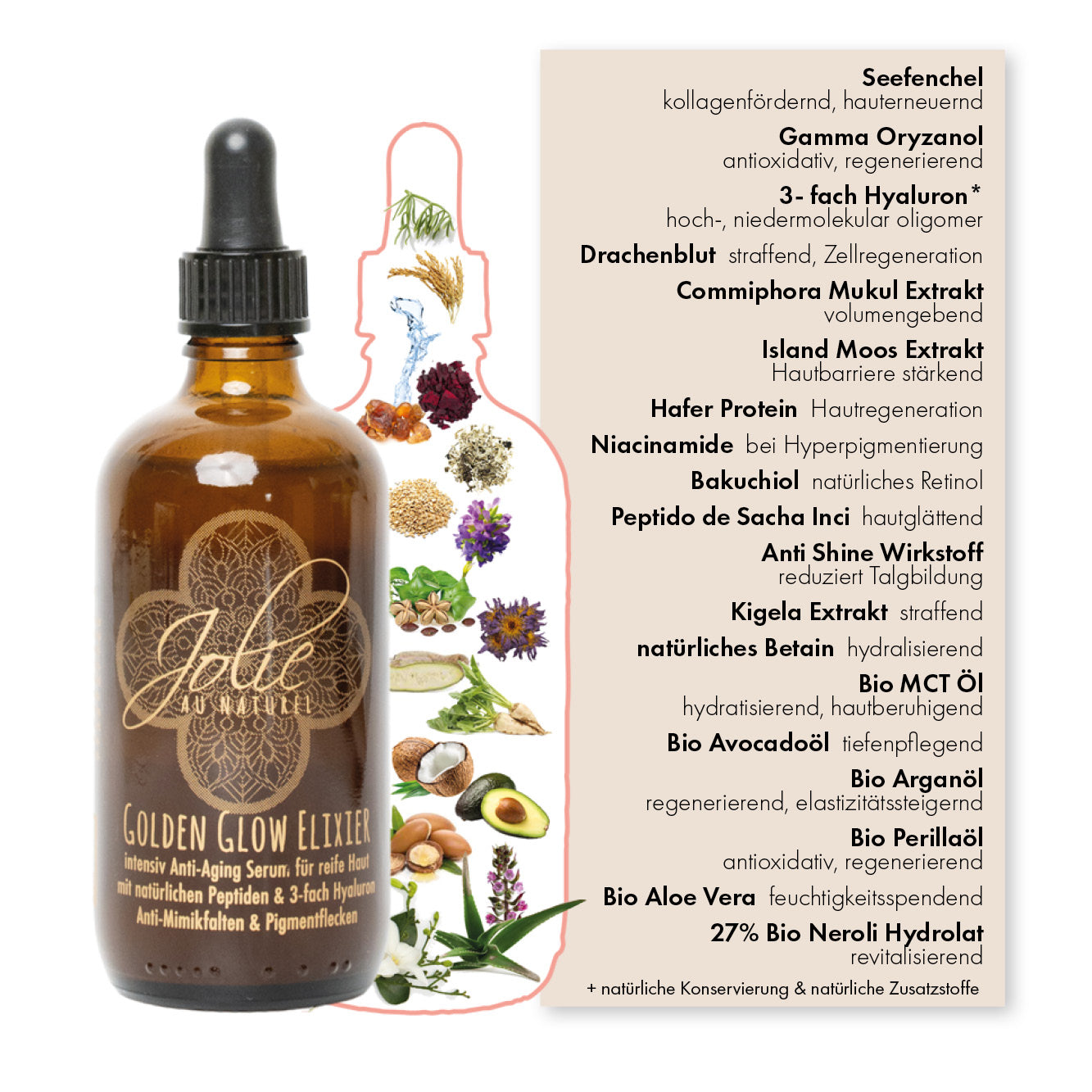 Hyaluron Golden Glow Elixier 100ml - Jolie au naturel: Nachhaltige Naturkosmetik