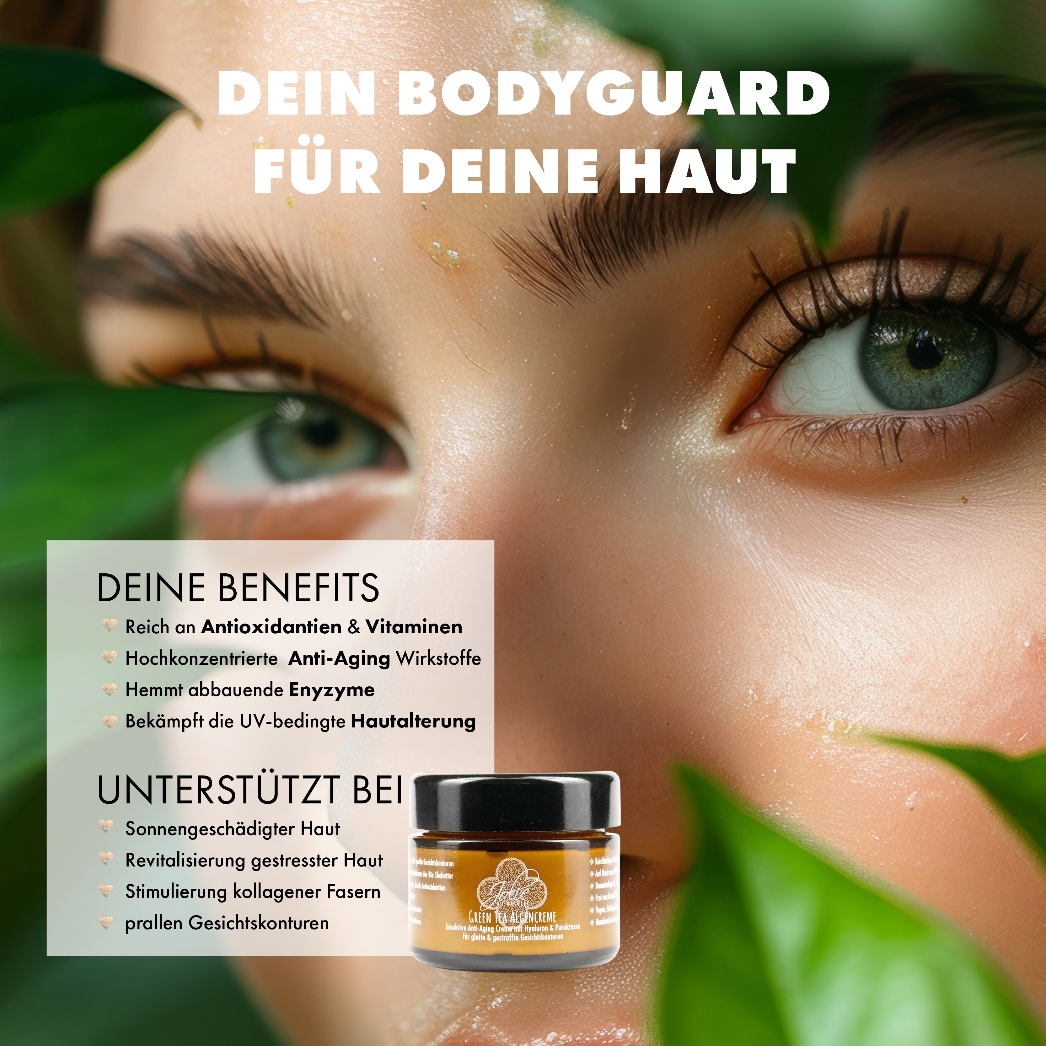 Hyaluron Anti Aging Creme I Algen Creme I Green tea I Gesichtskonturen I Parakresse 50ml