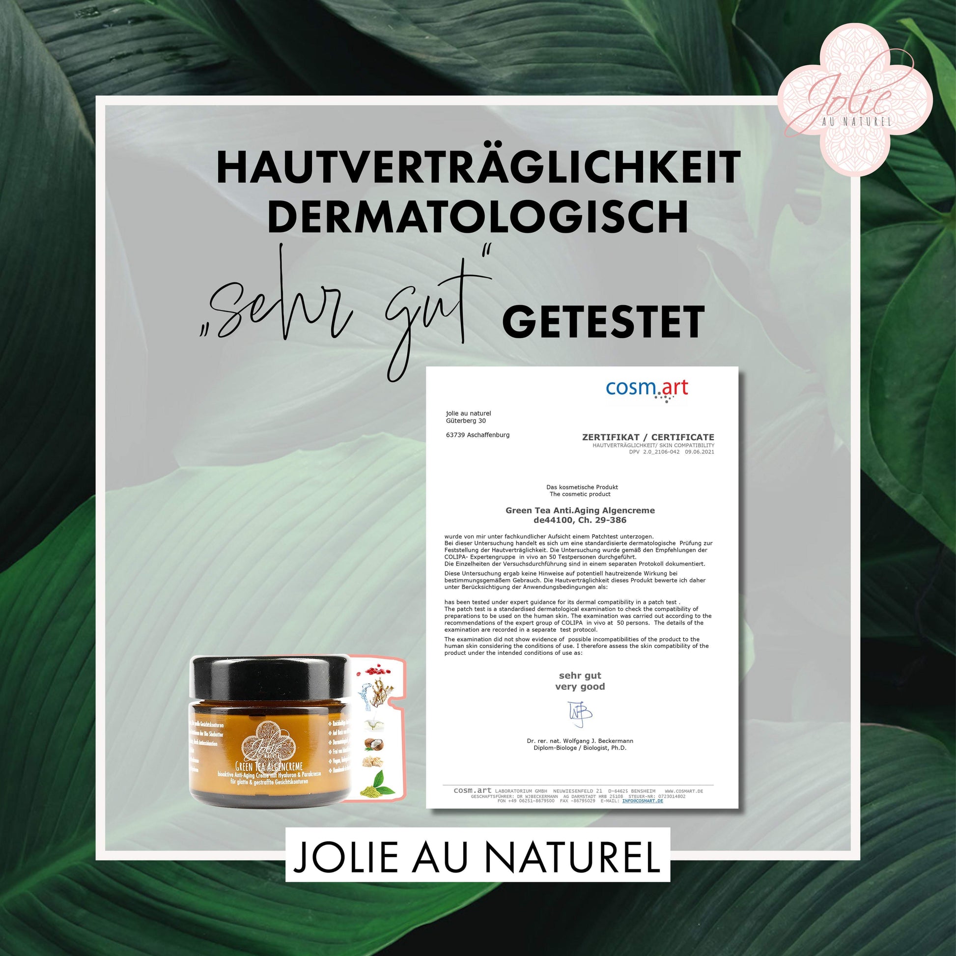 Hautverträglichkeit Green Tea Produkte Jolie au Naturel