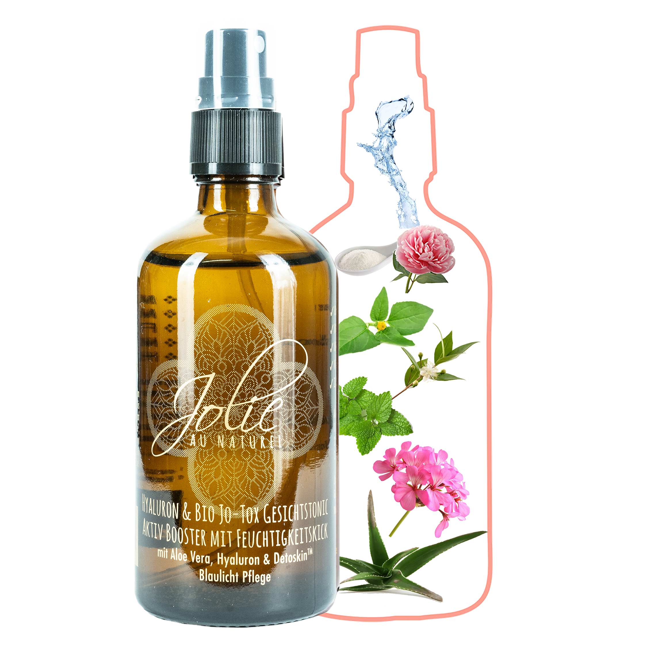 Hyaluron Jo-Tox Gesichtstonic | Blaulicht Gesichtsspray I Parakresse I Aloe Vera 100ml