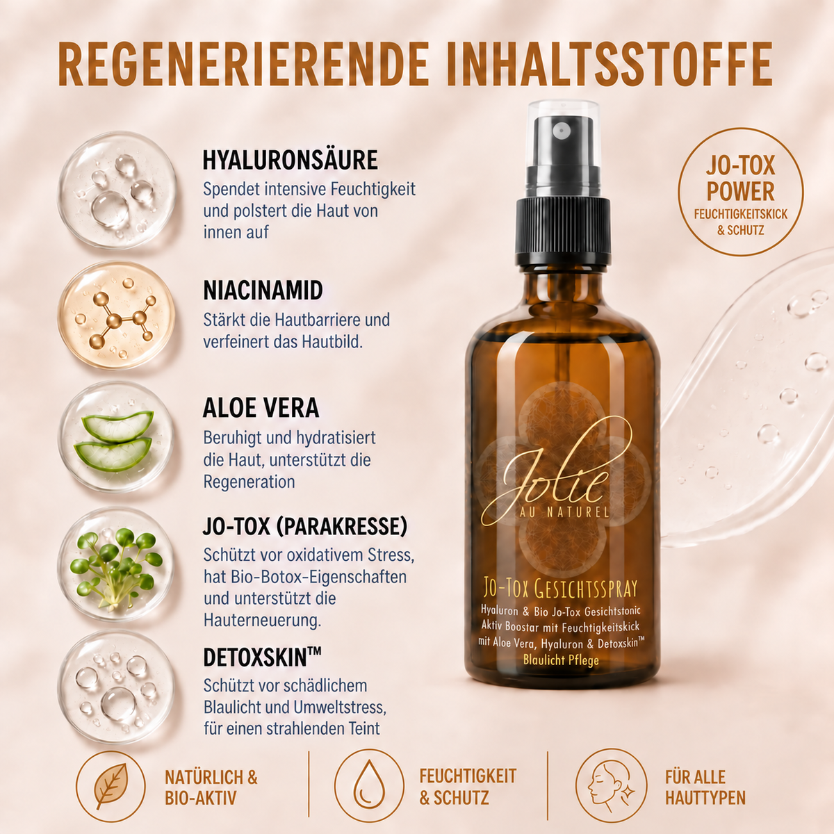 Hyaluron Niacinamide Jo-Tox Gesichtstonic mit Bio Botox & Blaulichtfilter