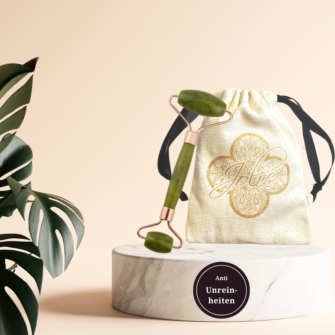 Jade Gua Sha Stein Beautymassage I Jade Roller I trockene & unreiner Haut