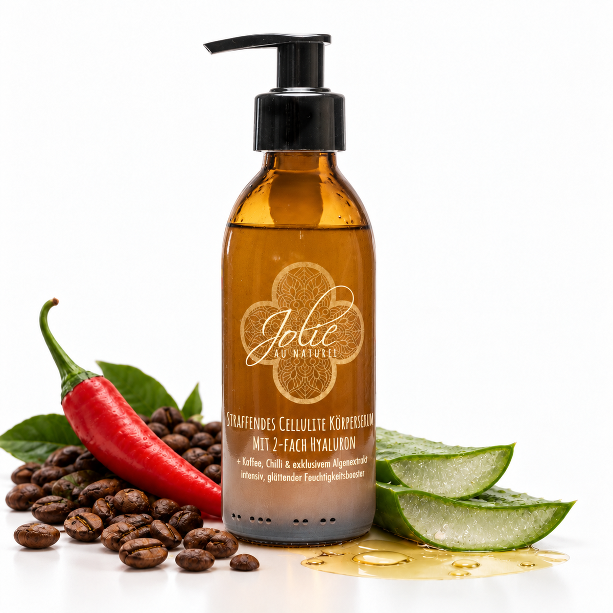 Straffendes Hyaluron Cellulite Bodyserum kühlend mit Kaffee, Hyaluron & Algen 200ml