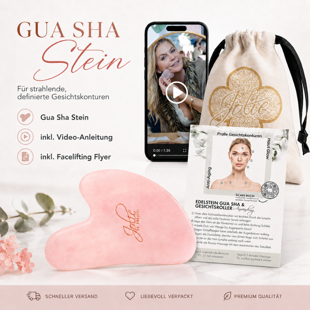 Gua Sha Stein Rosenquarz I Gesichtsmassage I Anti Aging I Gesichtsyoga