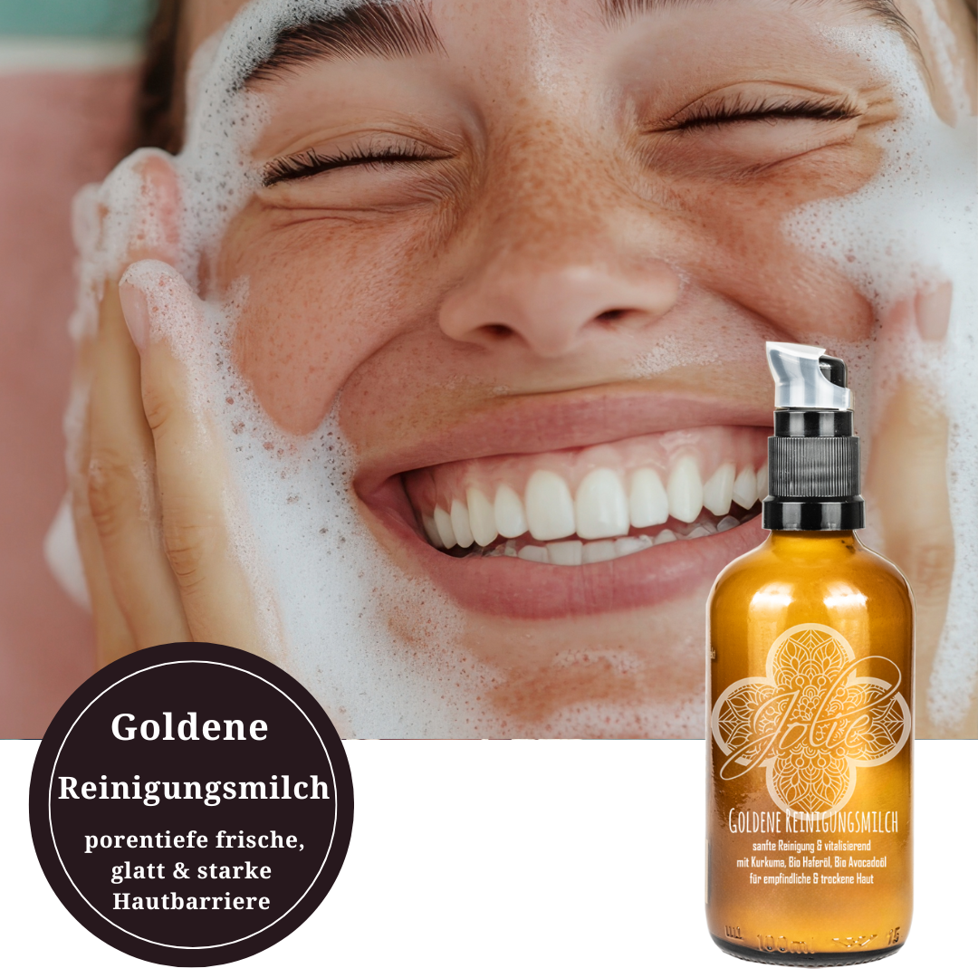 Goldene Bio Reinigungsmilch für sanft gereinigte Haut – mit Kurkuma