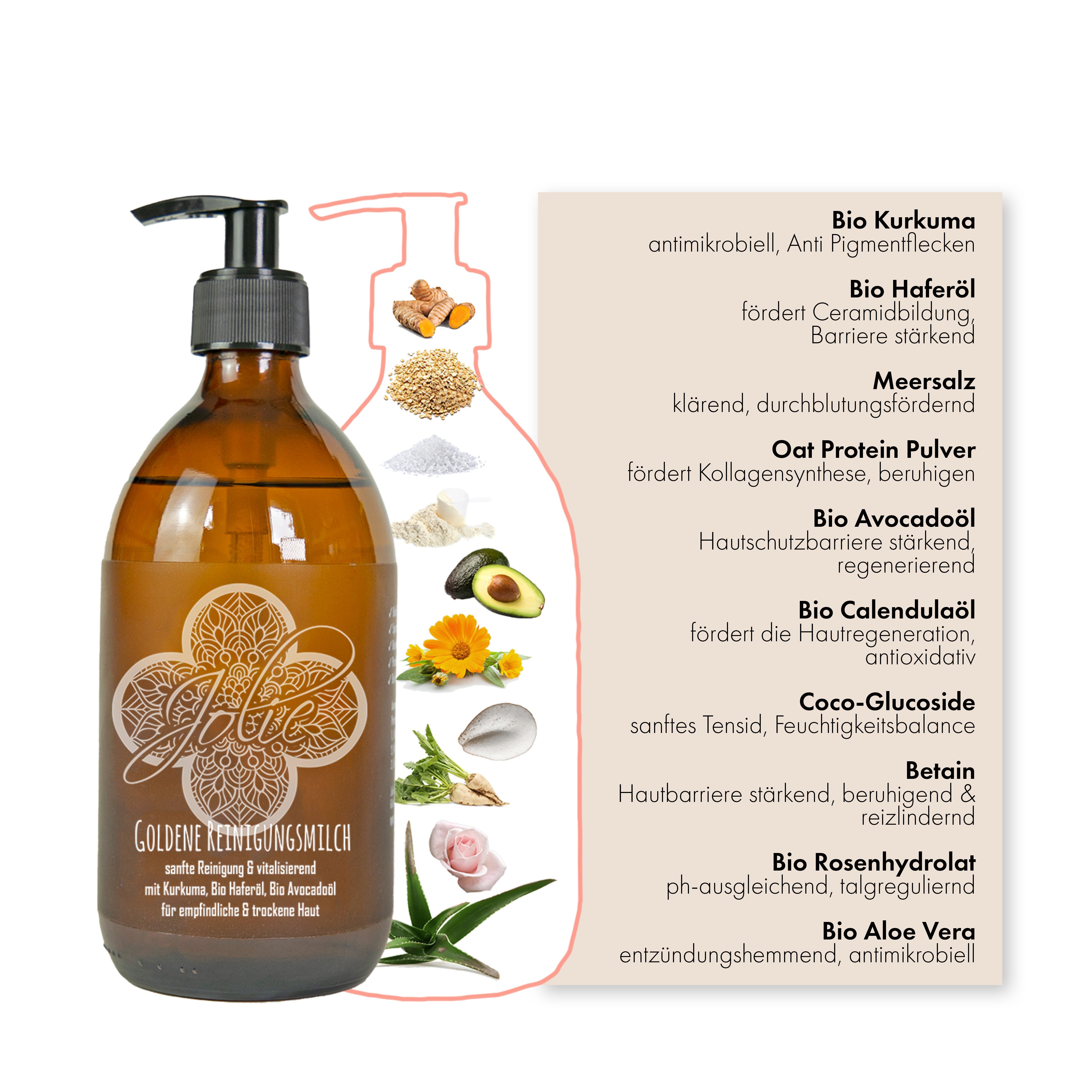 Goldene Reinigungsmilch Bio | Sanfte Reinigung mit Kurkuma & Aloe Vera 500ml