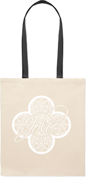 Edle Jute Einkaufstasche beige mit schwarzen Henkeln