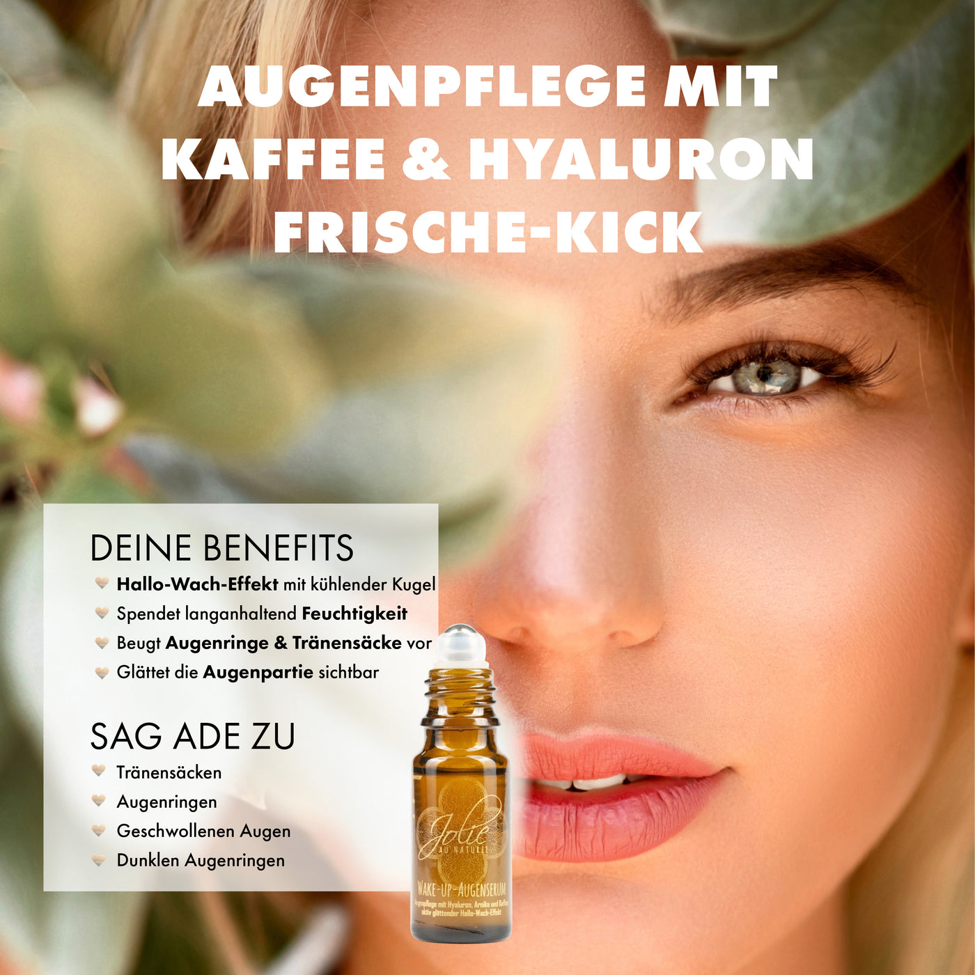 Bio Hyaluron Augenserum I Kaffee I kühlender Roll on I Vitamin C I Arnica I 2ml