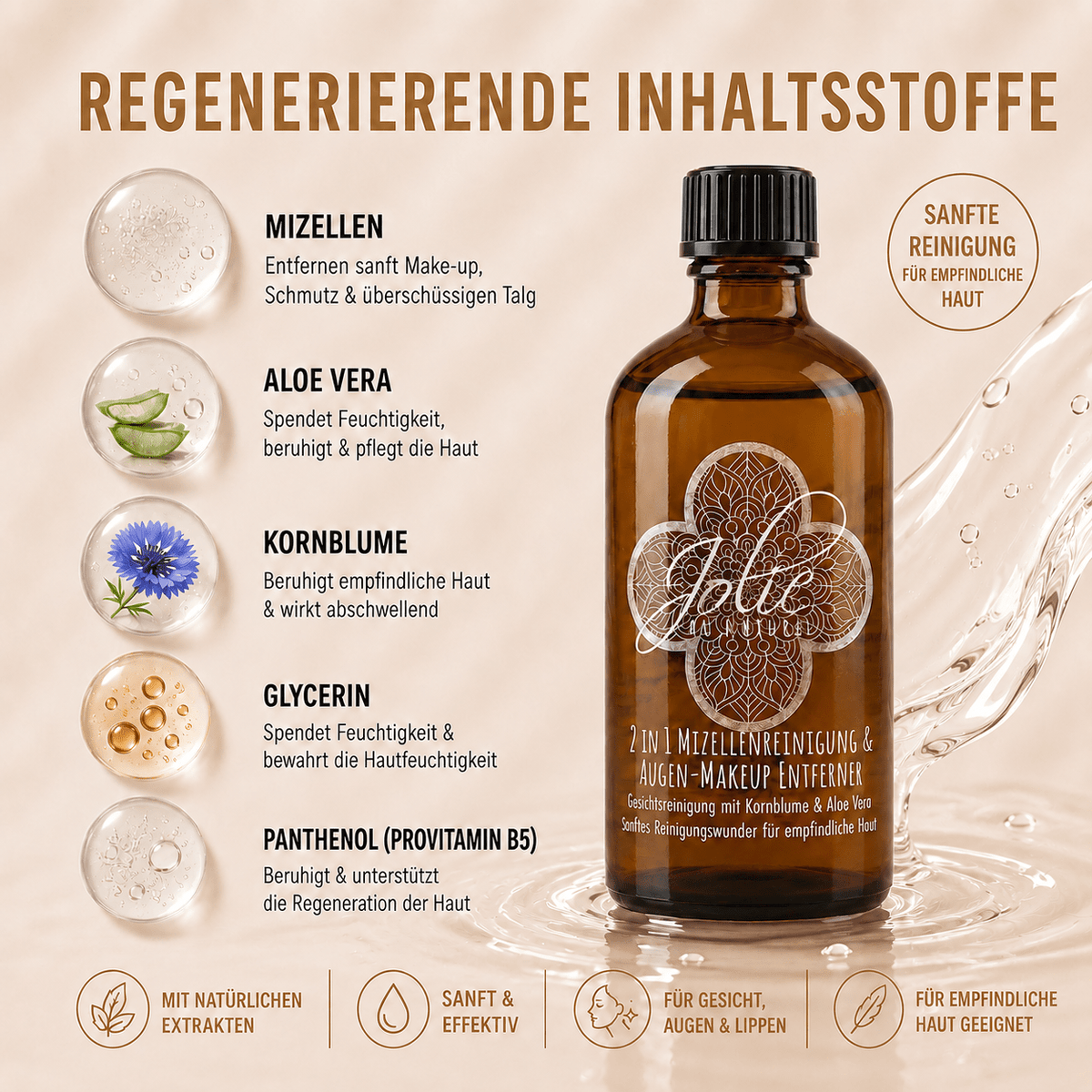 Mizellen Reinigungswasser 2-in-1 für sanfte Reinigung – Make-up Entferner