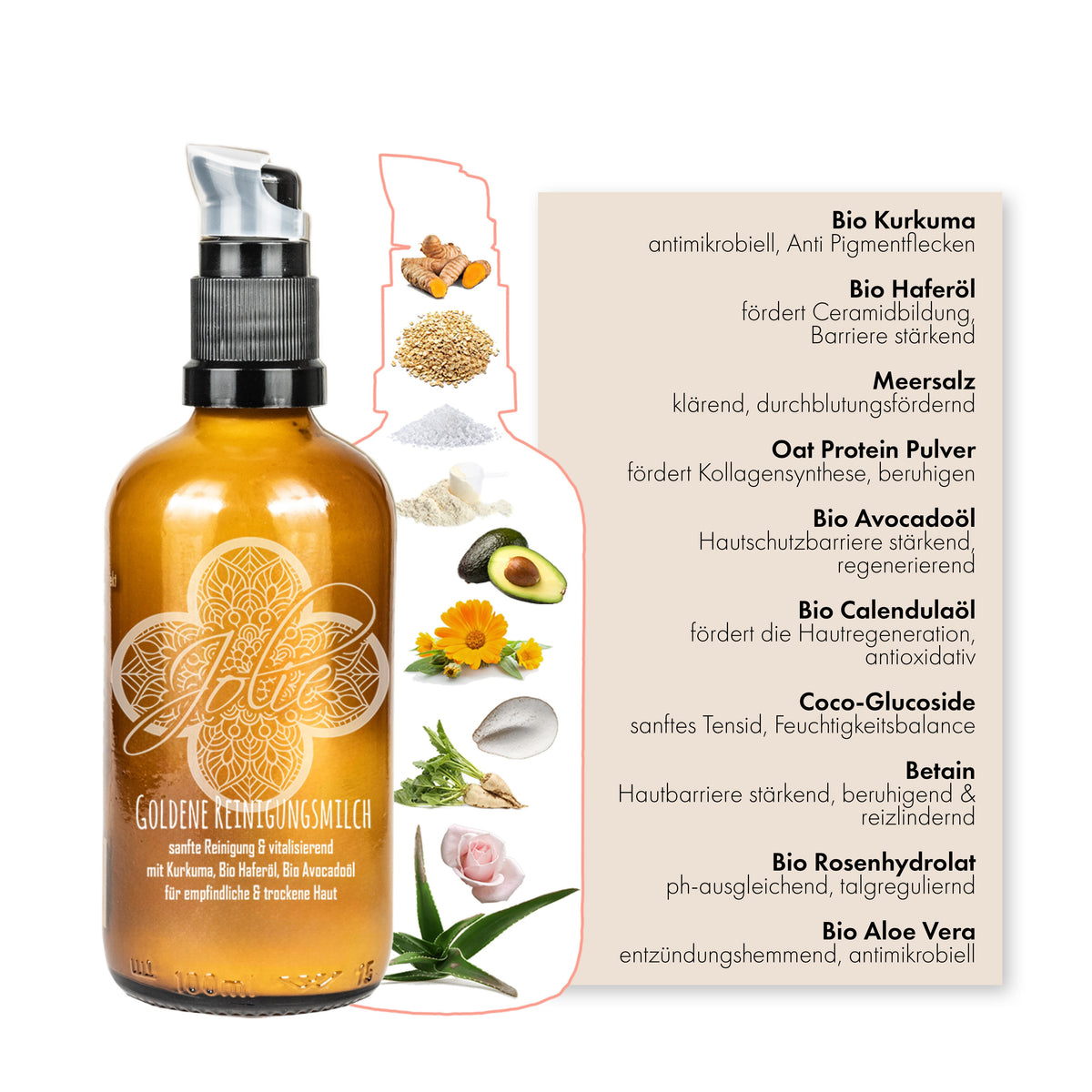 Goldene Reinigungsmilch Bio | Sanfte Reinigung mit Kurkuma & Aloe Vera - Jolie au naturel: Nachhaltige Naturkosmetik