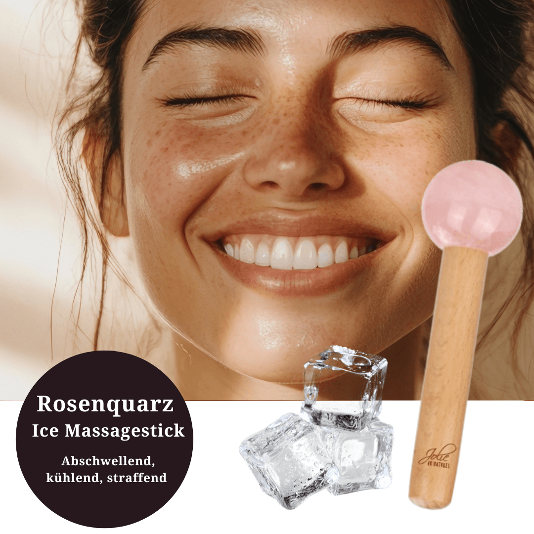 Rosenquarz Ice Massagestick – kühlender Beauty-Stick gegen Augenringe & Schwellungen - Jolie au naturel: Nachhaltige Naturkosmetik