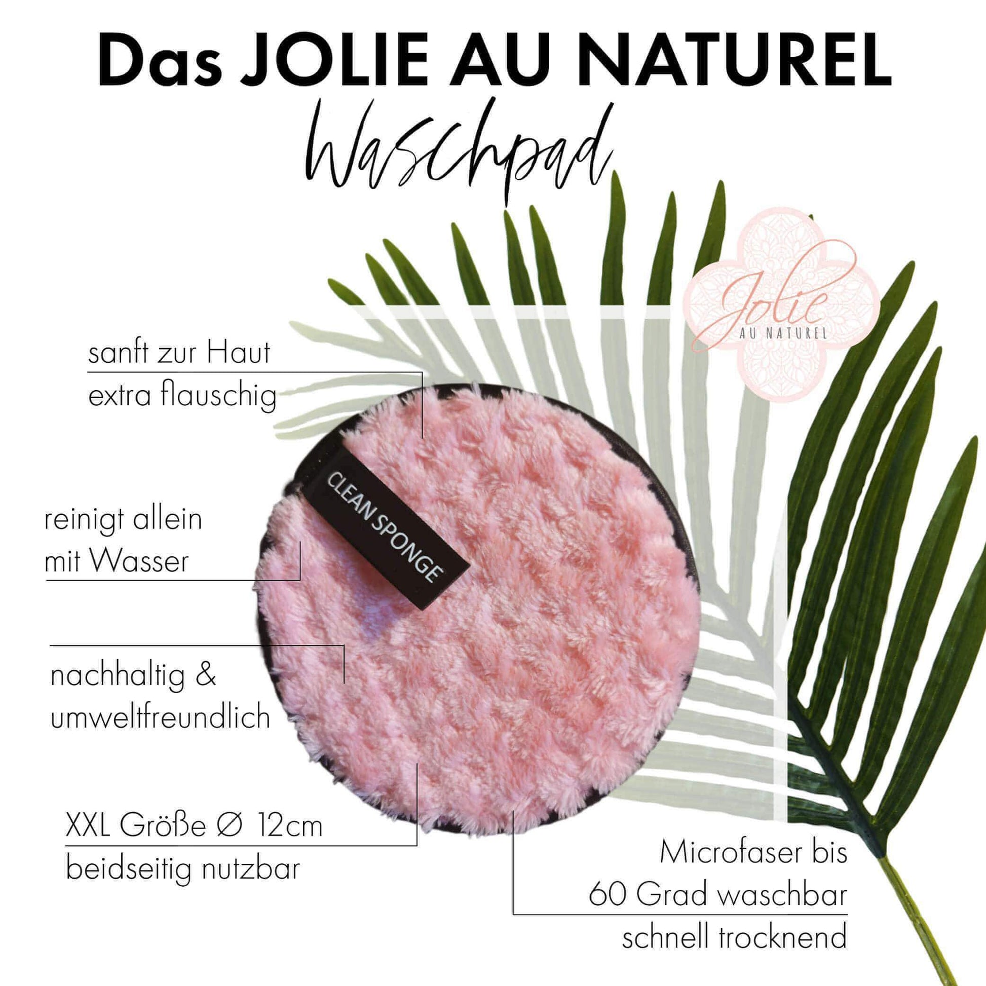 Abschminkpad XXL I waschbar I Augen & Gesicht I Tiefenreinigung nur mit Wasser I Microfaser - Jolie au naturel: Nachhaltige Naturkosmetik