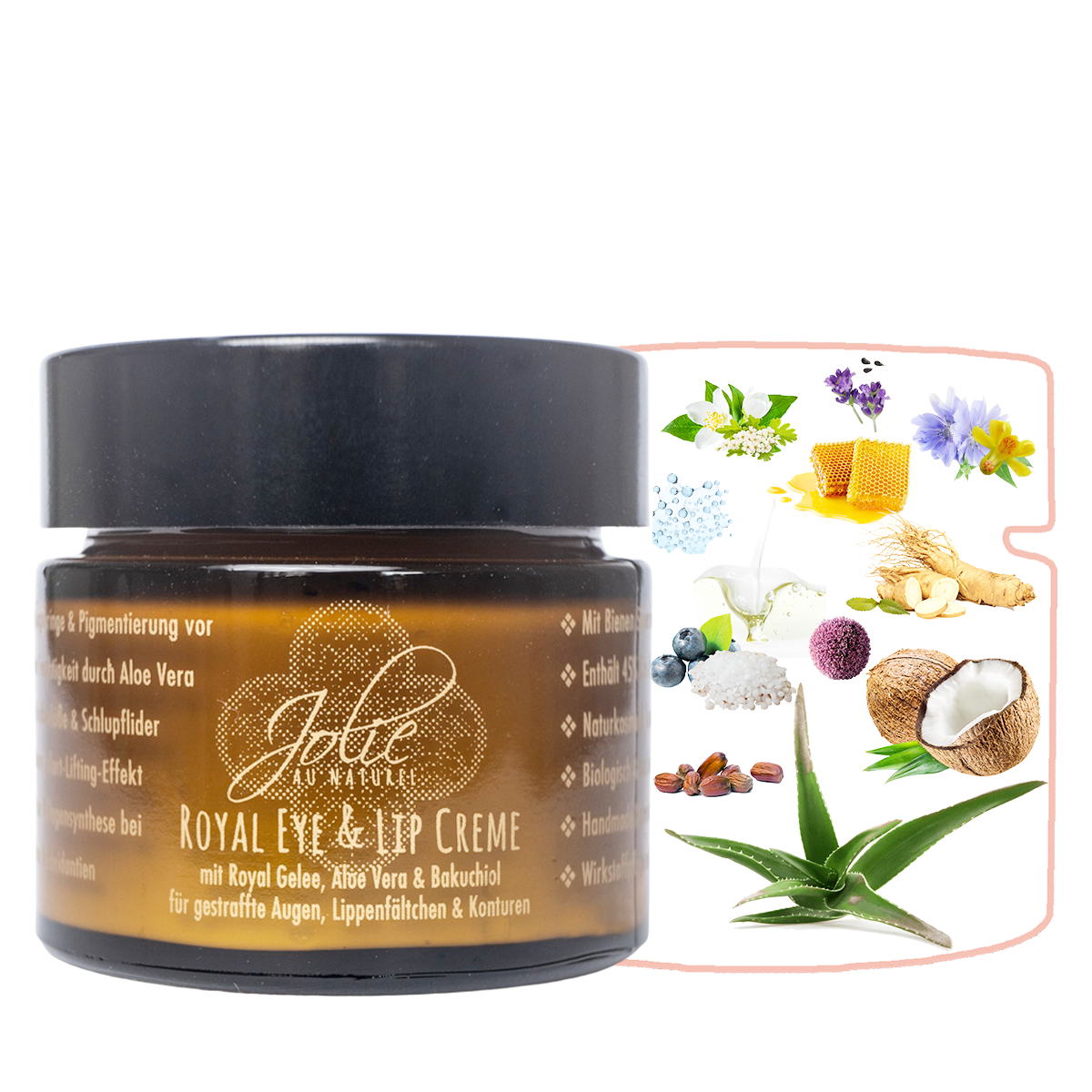 Royal Jelly Augencreme Lippenfältchen Konturcreme Bakochiol Aloe Vera 